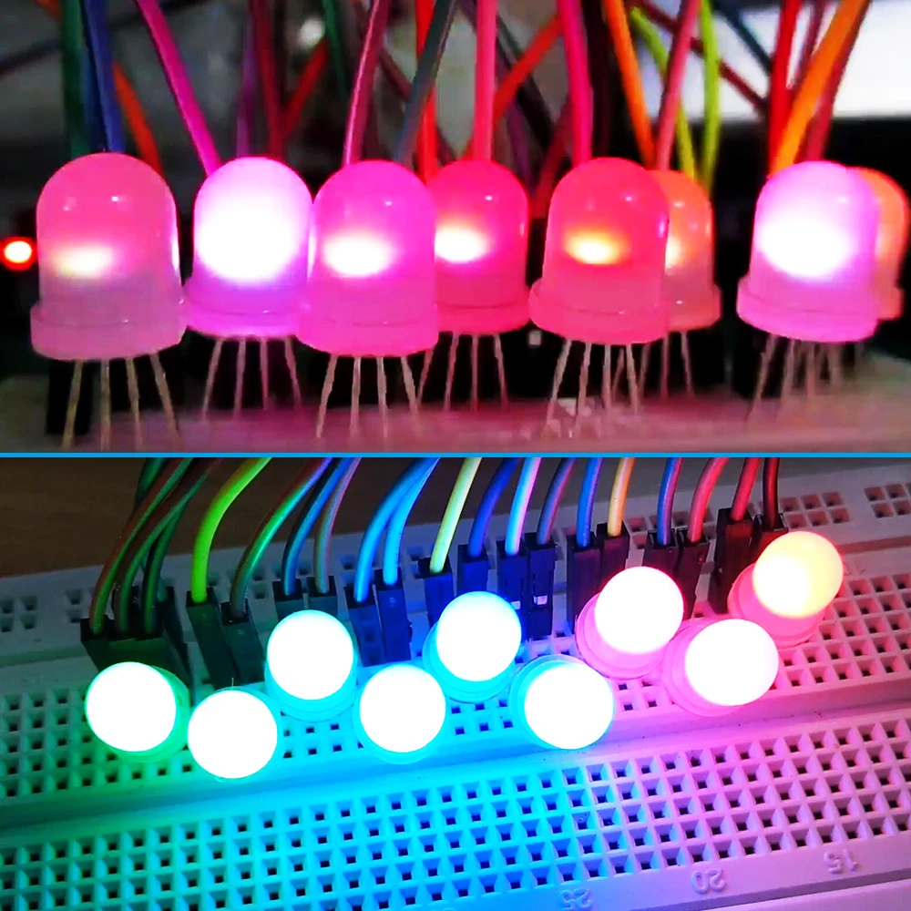 DC5V WS2812D F5 5mm F8 8mm Round RGB LED WS2812 chipset inside RGB Full color Frosted LED Chips