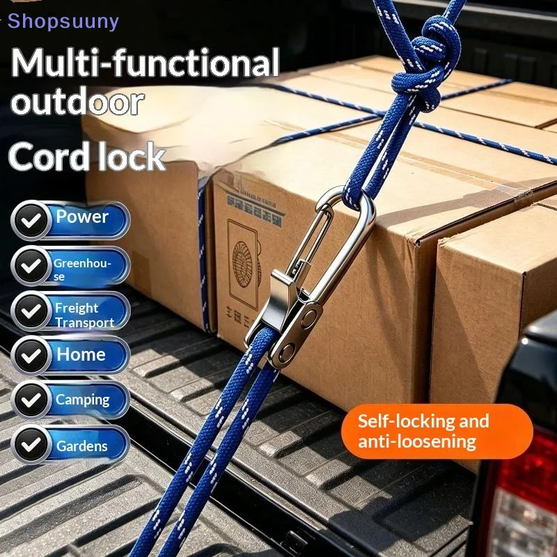 [SU]Rope Tying Tool And Tensioner With Roller Tensioner Heavy-Duty Retractable Buckle With Accessory Rope Suitable For Camping