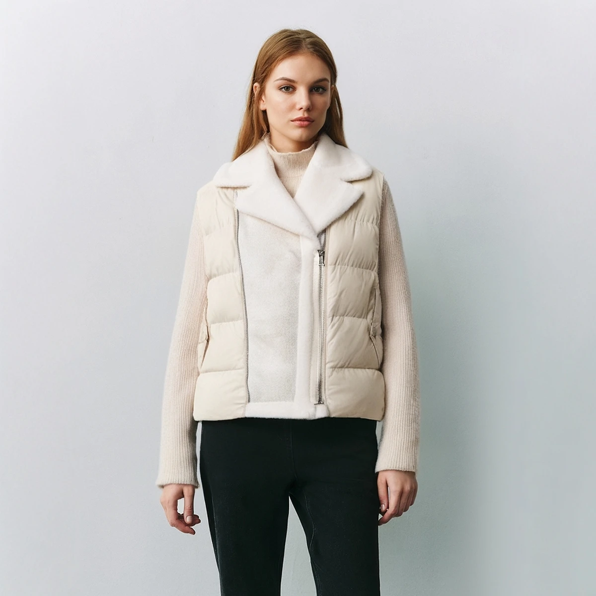 K1855W Chaqueta de plumón de pato blanco grueso de lujo para mujer, chaleco cálido, abrigos, moda BC de alta calidad para clima frío