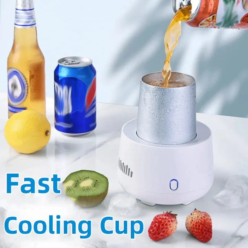 Taza de enfriamiento de cerveza rápida, Mini refrigerador montado en el coche, fabricante de hielo de bebidas eléctrico para el hogar, taza enfriadora de bebidas portátil recargable por USB