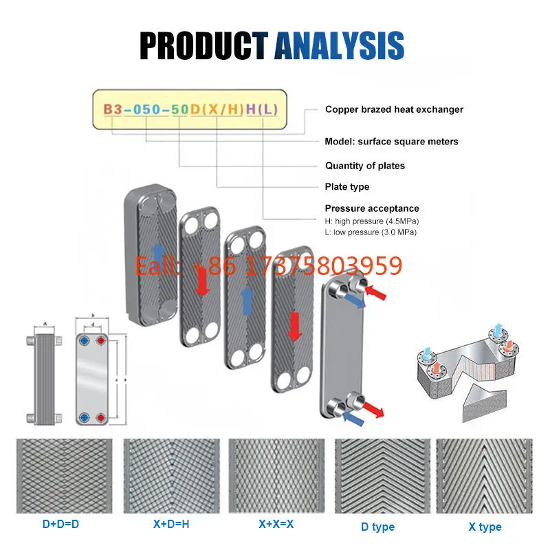 Aidear Heat Pump Condenser, Copper Brazed Plate Type Heat Exchanger High-Efficiency for Water Heating HVAC Applications