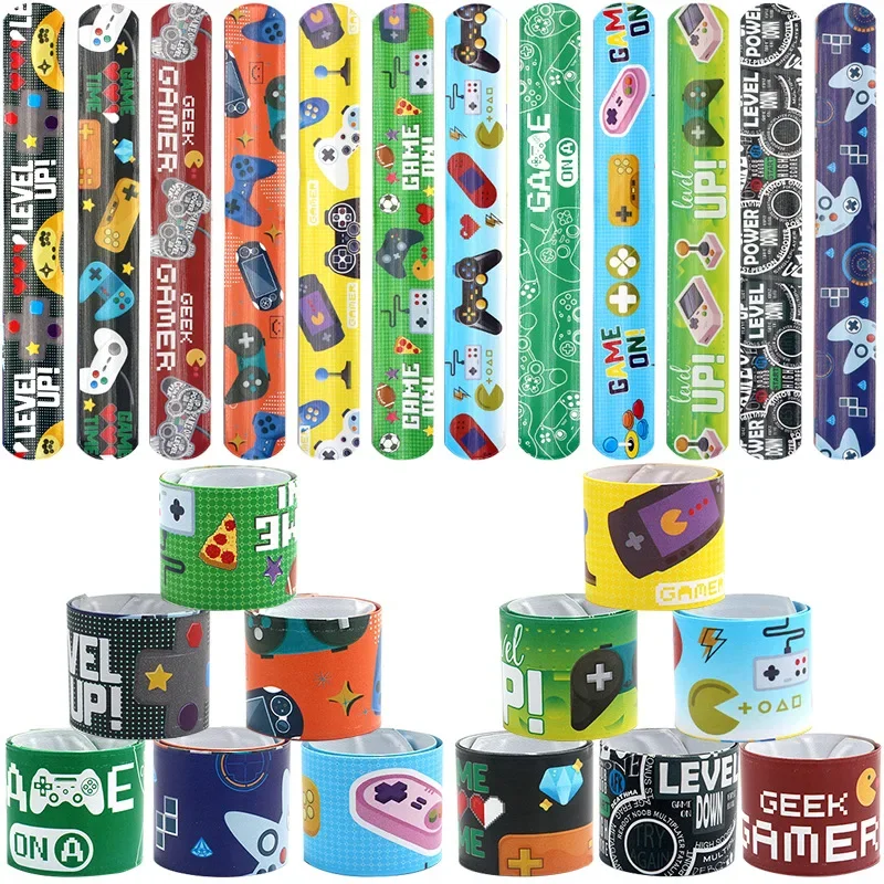 12pcs Cartoon Slap Bracelets Dinosaur Unicorn Pattern Slap Band Toy Kids Birthday Party Favor Classroom Prize Gift Goodie Filler