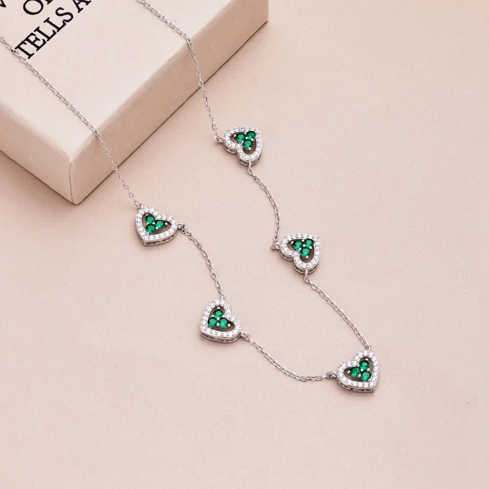 S925 Silver Heart Necklace Women Hollow Diamond Pendant Necklace Female Sparkling 5A Zircon Design Luxury Jewelry Girl Holiday