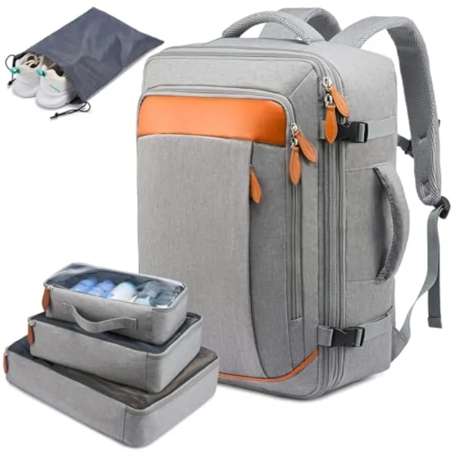 

Carry on Backpack 45L Extra Travel Backpack for Men and Women Airline Approved Expandable Suitcase Backpacks With 4 Packing Cub