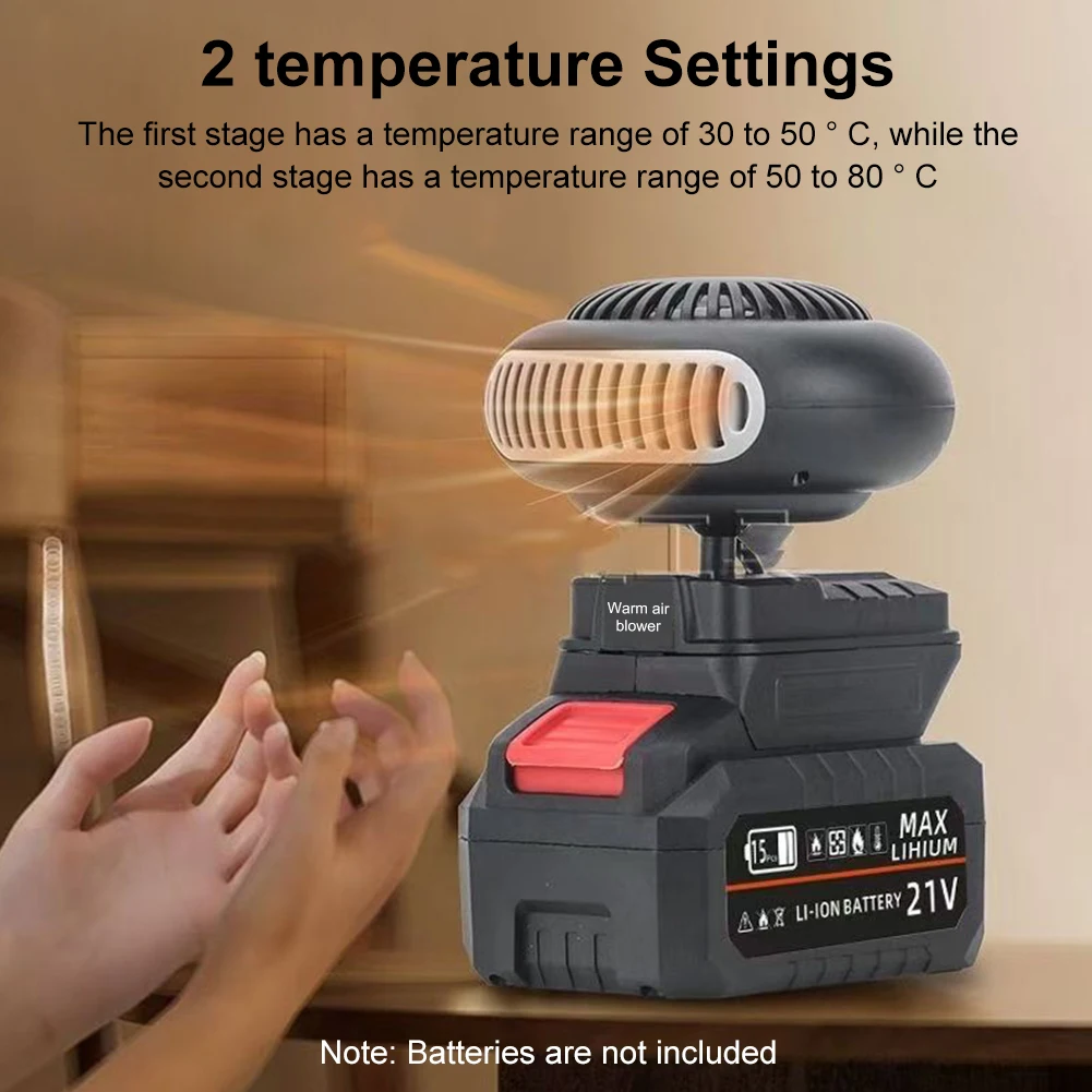 170W Electric Heater Fan Battery Powered Portable Small Space Heater USB Adjustable Thermostat Heater for Home Car No Battery