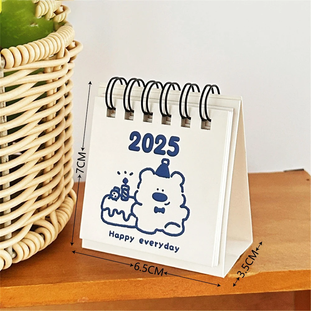 6Style 1Pcs/pack2025 Mini Cute Desktop Calendar for Desktop Office Learning Schedule Notetaking Ornament