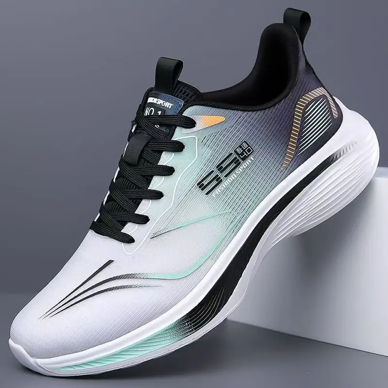 New Running Shoes Men Breathable Sneakers Men Soft Bottom Lightweight Professional Shock Absorption Anti-Slip Soft Bottom Racing