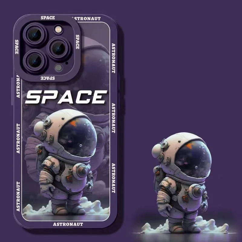 Cartoon Astronaut Hand Phone Case For iPhone 15 Pro Max 11 12 13 14 Pro Max Mini XS Max XR X 8 7 Plus Liquid Silicone Cover