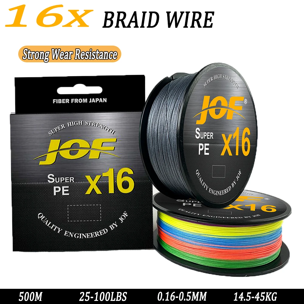 X16 Hollowcore Braided Fishing Line 500M 16 Strands Saltwater25-100LB Super Multifilament Fishing Cord Heavy Strength 0.16-0.5mm