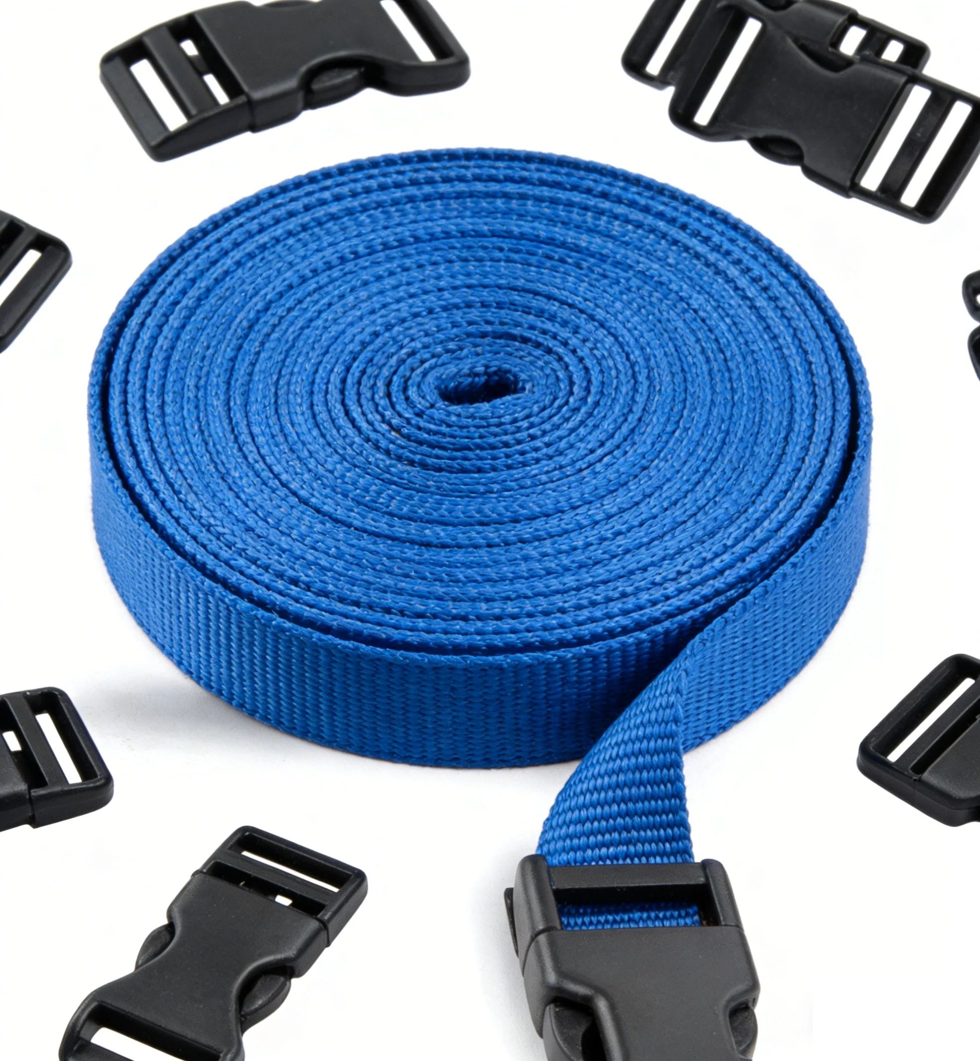 

4M Nylon Webbing Strap with 10 Flat Side Release Buckles Tri-Glide Slides for DIY Luggage Backpack Strap