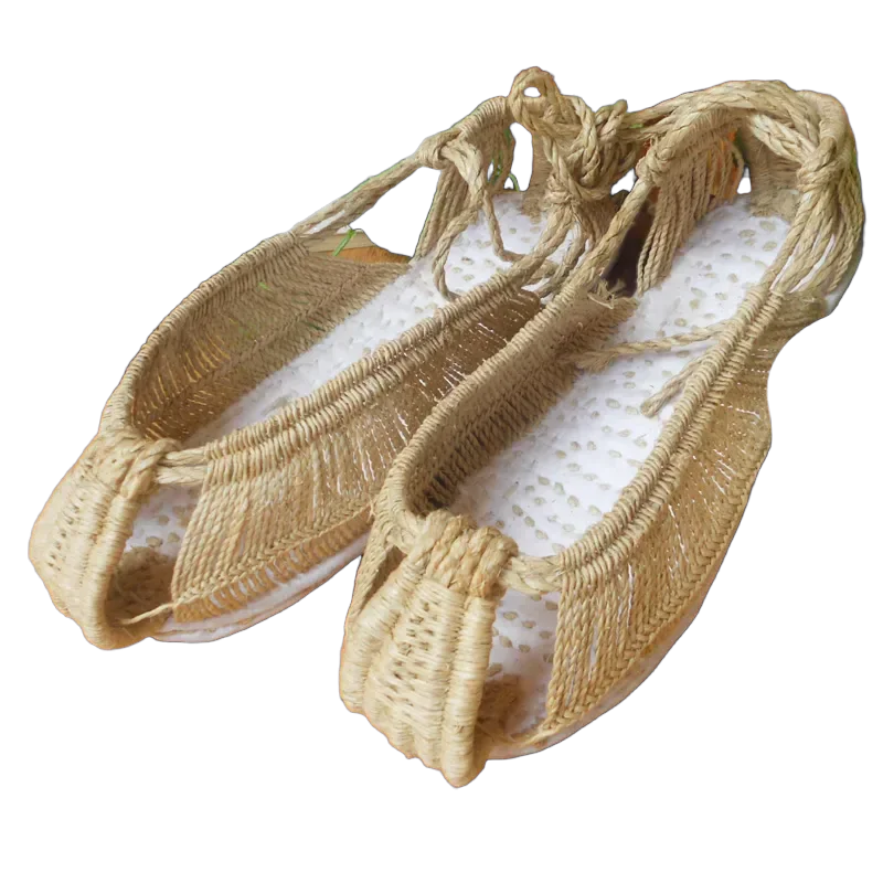 Summer Man Women Handmake Grass Weaved Bondage Shoes