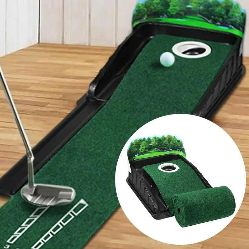 Indoor Putting Mat Indoor Outdoor Training Aid Indoor Putting Mat With Automatic Ball Return Track For Golf Enthusiasts Mini