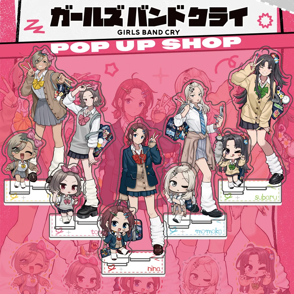 حار بنات الفرقة صرخة مزدوجة فتحة الاكريليك الوقوف ، أنيمي عرض V-اليد تشكل ، نينا سوبارو تومو موموكا ، أنيمي مكتب عرض الشكل