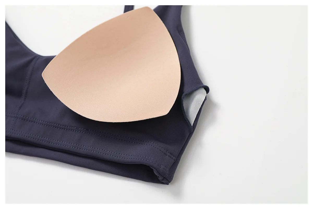 Sommer Neu Damen V-Ausschnitt Sport-BH Push-Up Bandeau-BH Fitness Rückenfreies Crop-Top Damen Workout Yoga Unterwäsche – Detail 8