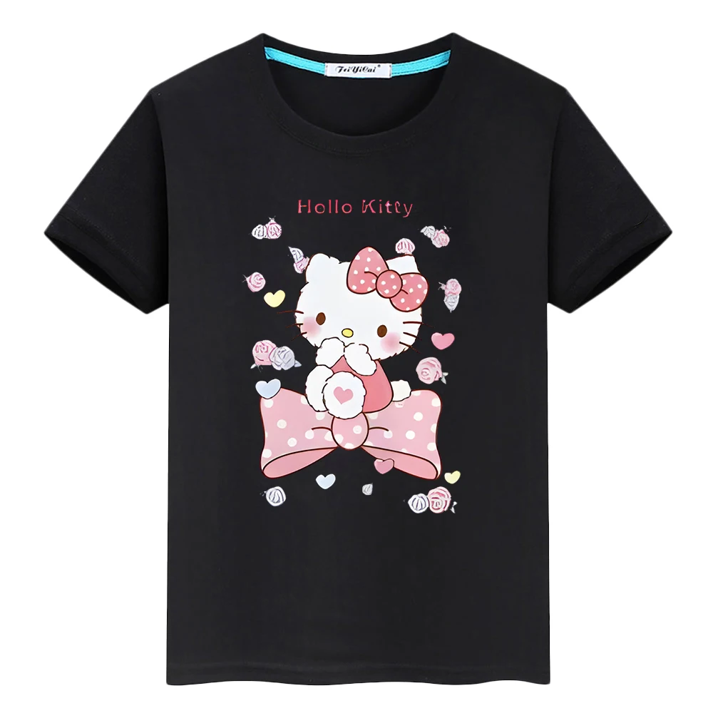 hello kitty Summer Print 100%Cotton T-shirt Anime Tees pride tshirt Cute Short Tops y2k one piece kids gift boys girls clothes