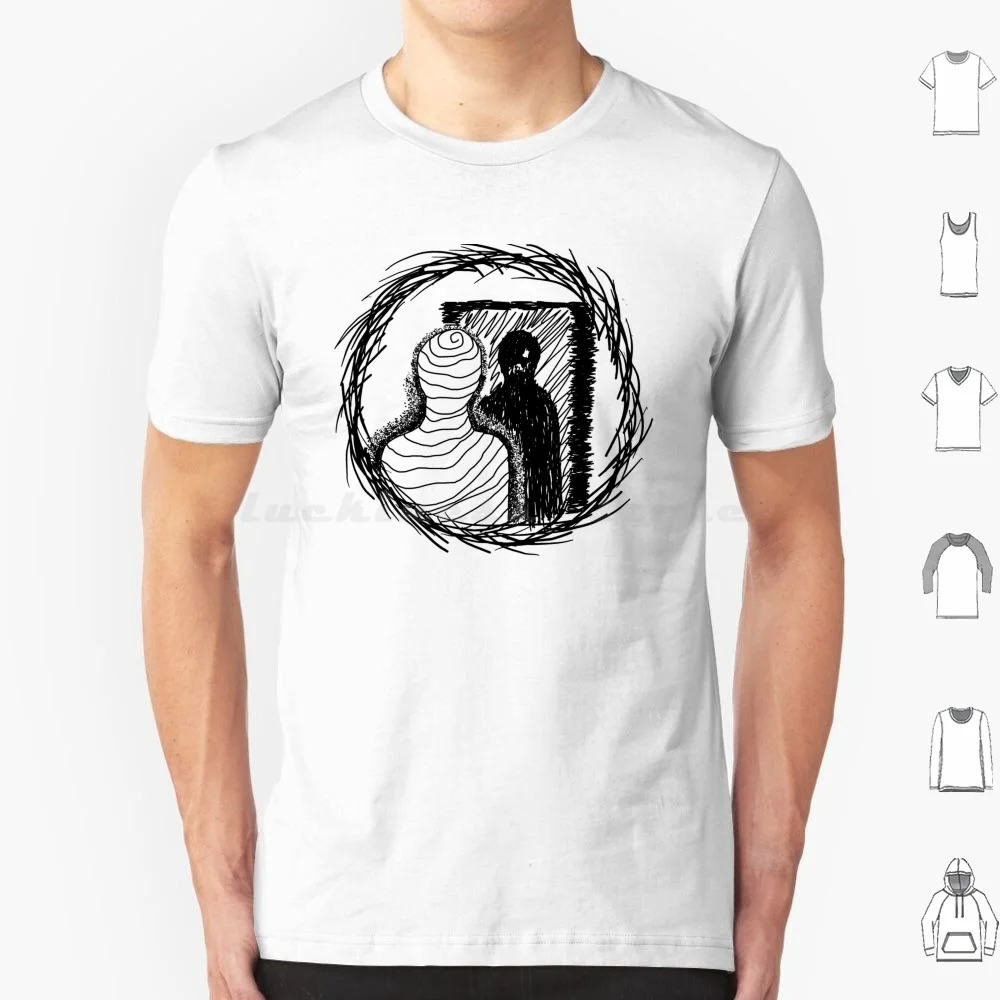 Me , Myself And I T Shirt 6xl Cotton Cool Tee Terror Black White Black White Yourself Mirror Door Reflect Introspection