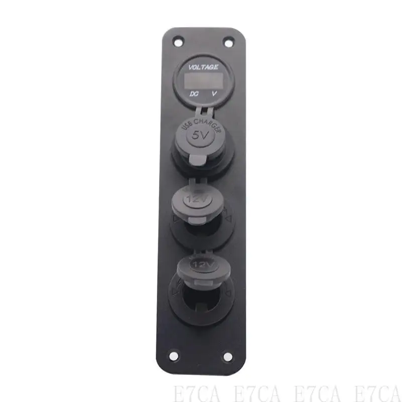 

E7CA Digtal Voltmeter Dual USB Charging Port Power Socket Power Outlet 4in1 for Car RV Motorhome
