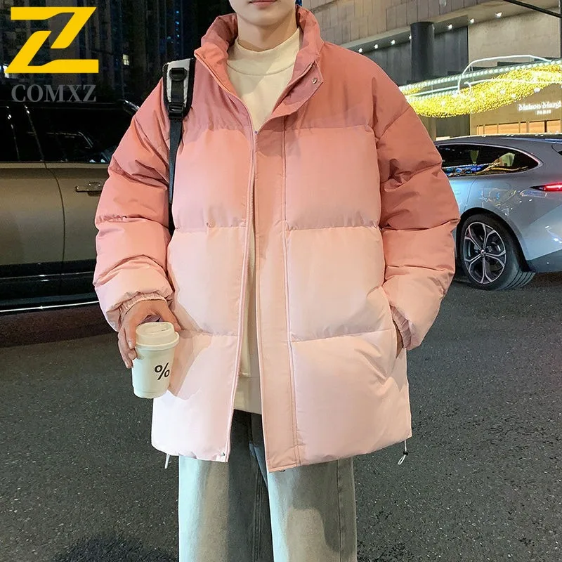 

COMXZ классическая зимняя куртка легкая градиентная брендовая уличная ветрозащитная стеганая куртка дорожная красивая мужская стеганая куртка