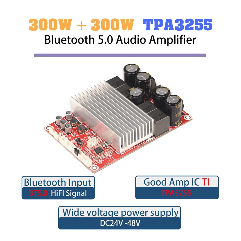 TPA3255 2X300W บลูทูธ5.0เครื่องขยายเสียงไฮไฟบอร์ด DC24-48V AUX อินพุตปริมาณ conctrol