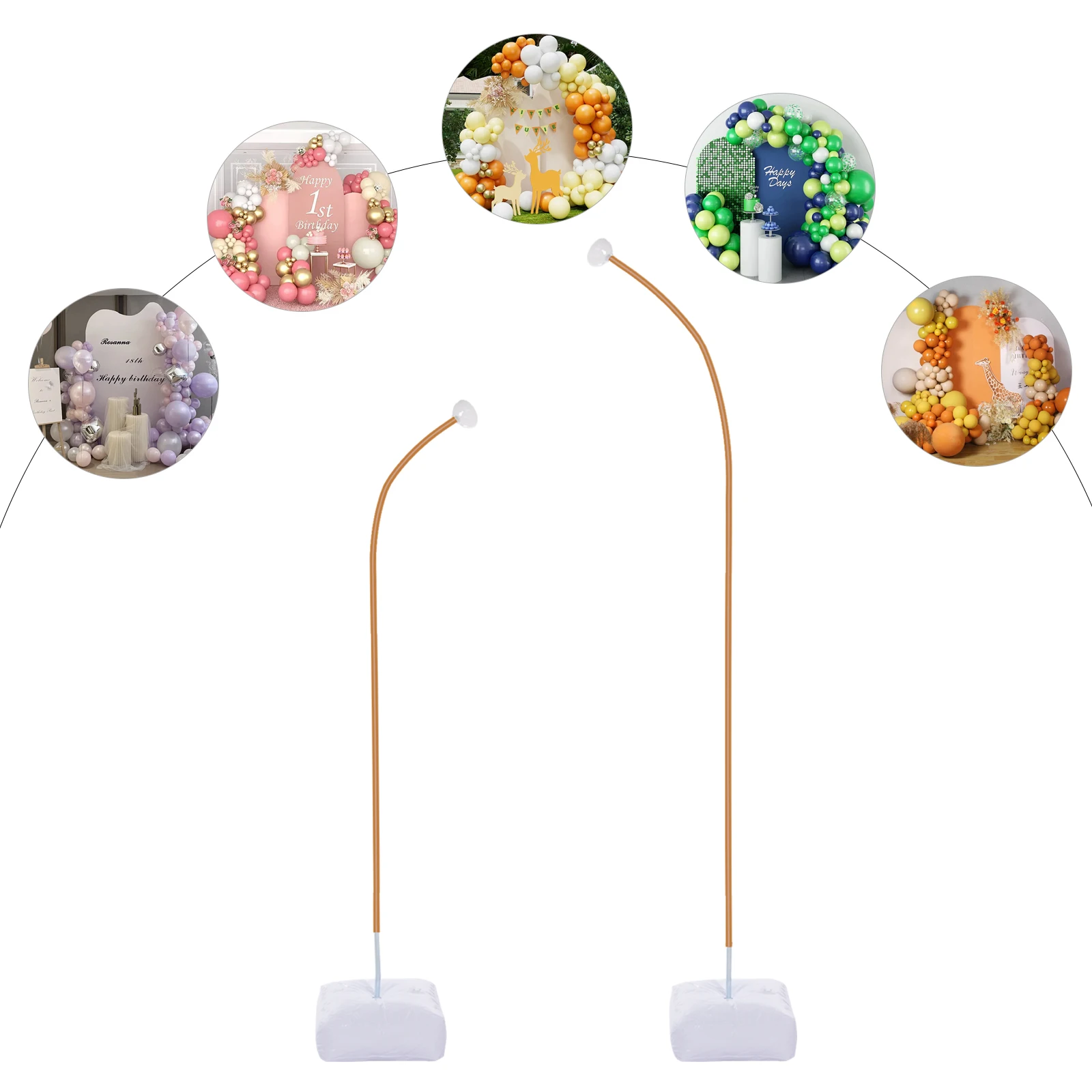 Kit d'arc à ballons 1.5m + 2.5m, support demi-arc avec Base, support de ballon, support de fond de ballon pour décoration