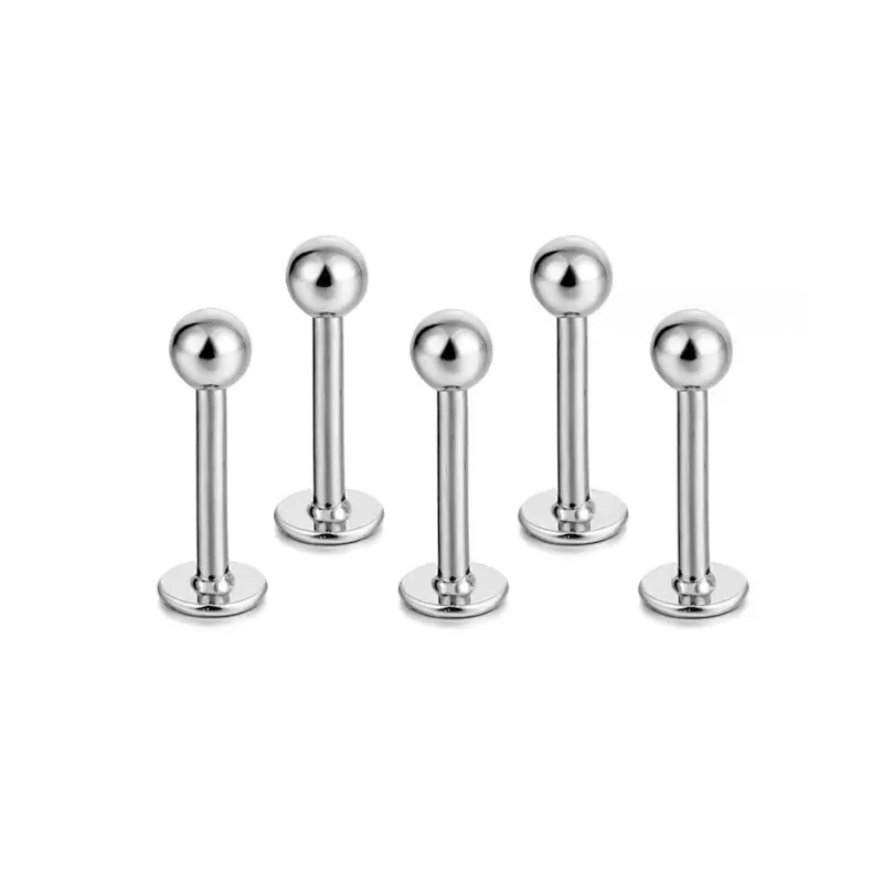 10pcs/lot Stainless Steel Lip Stud  body piercing jewelry Round round pancake lip nail