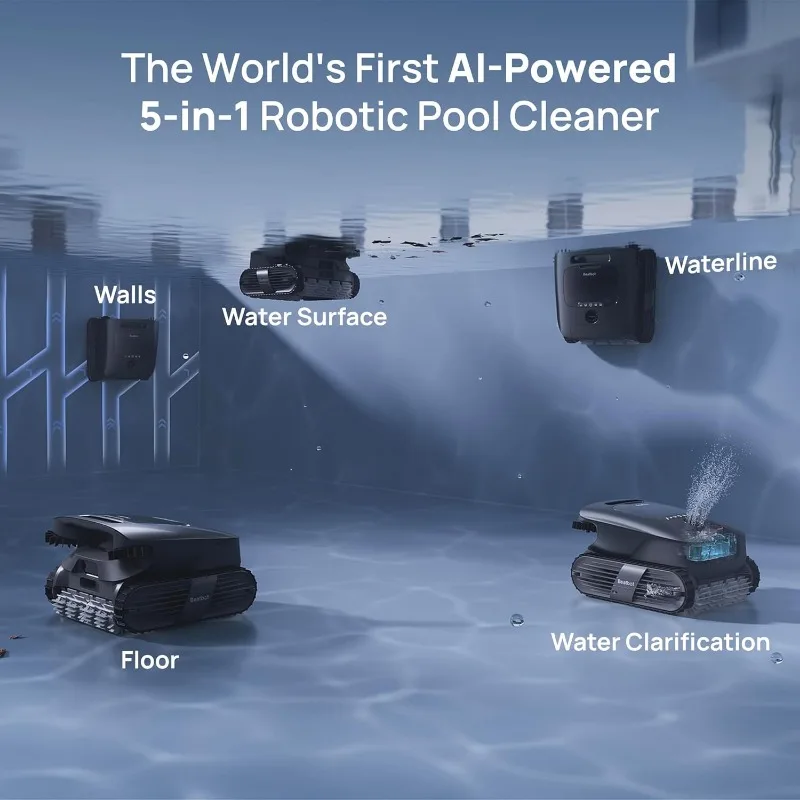 Beatbot AquaSense 2 超コードレスプール掃除ロボット、AI カメラ付きプールマッピング、比類のない 5-in-1 クリーニング – ミッドナイトブルー