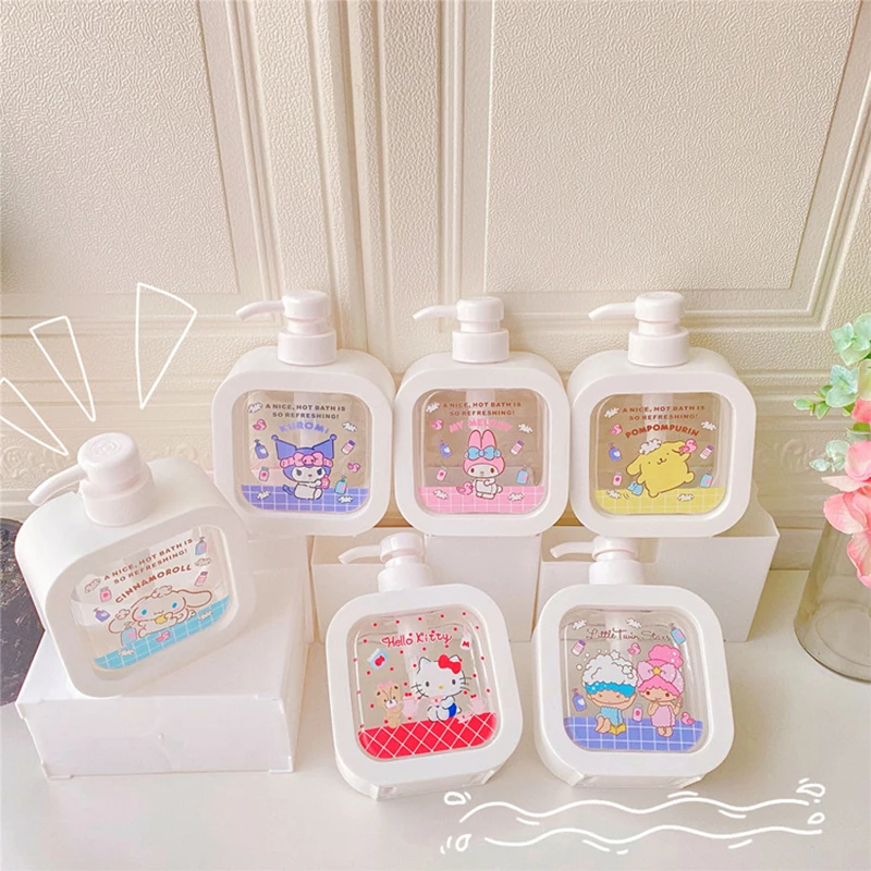 Sanrio Kawaii Anime Kuromi Cinnamoroll Separate Bottling Girl Heart Cute Cartoon My Melody Press Bottle Lotion Bottle Kid Gift