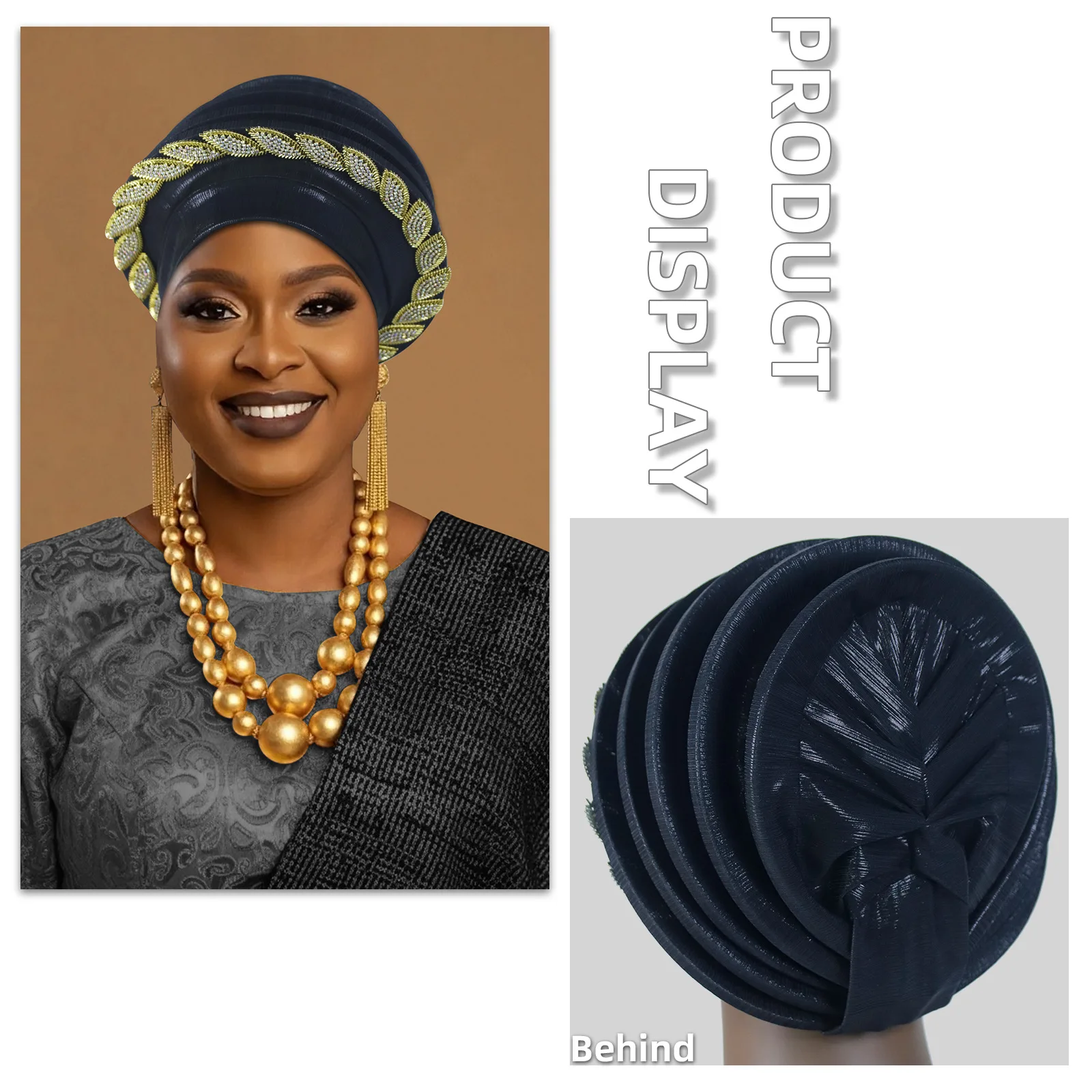 African Headtie Women Beret Turban Cap Nigerian Auto Gele Female Head Wrap Wedding Geles Party Headpiece Muslim Hijab Hat Bonnet