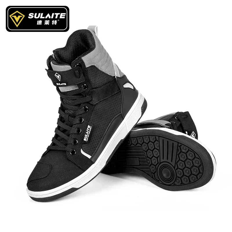 

Sulaite Men's Motorcycle Cycling Shoes Breathable Motorbike Boots Motocross Protective Boots Motorcycle Riding Casual Sneakers