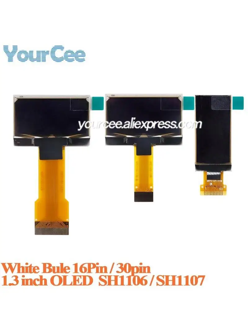 1.3-calowy biało-niebieski wyświetlacz OLED LCD SH1106 SPI IIC I2C 128*64 128x64 30-pinowy 16-pinowy SH1107 64*128 — zdjęcie 2