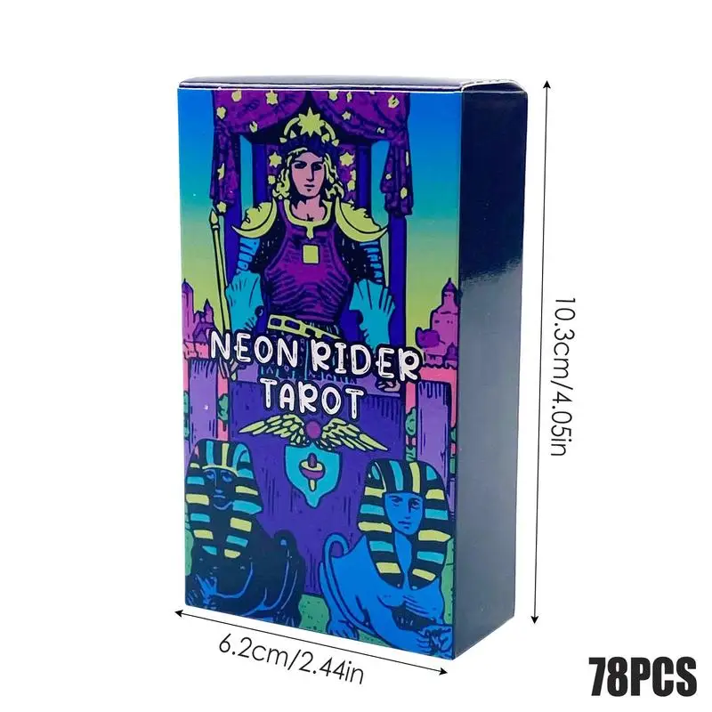 Neon Rider Tarot Cards para Leitura Adivinhação, Fortune Telling Game, Deck Original para Leitura, 1 Caixa, 78 Unidades