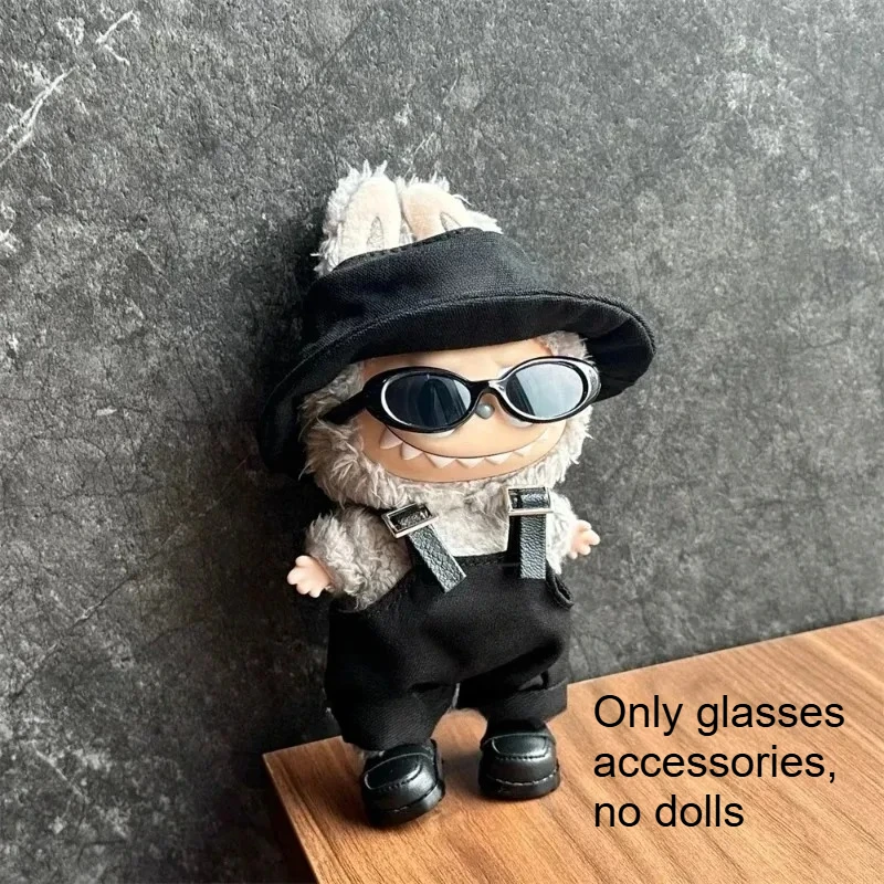 액세서리 6.5cm 타원형 선글라스 Labubu MSD SD 플러시 인형 선글라스 용 패션 투명 플라스틱 안경