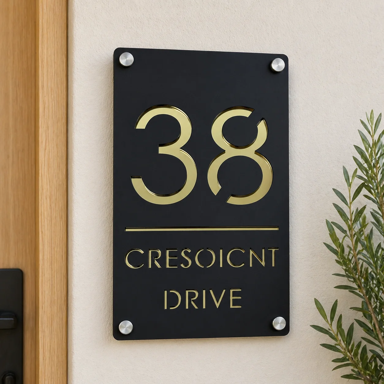 

Personalized Customized Laser Cut Acrylic Modern House Number Sign OutDoor Address Plaque Family Name Plate Wall Door Signs Gift