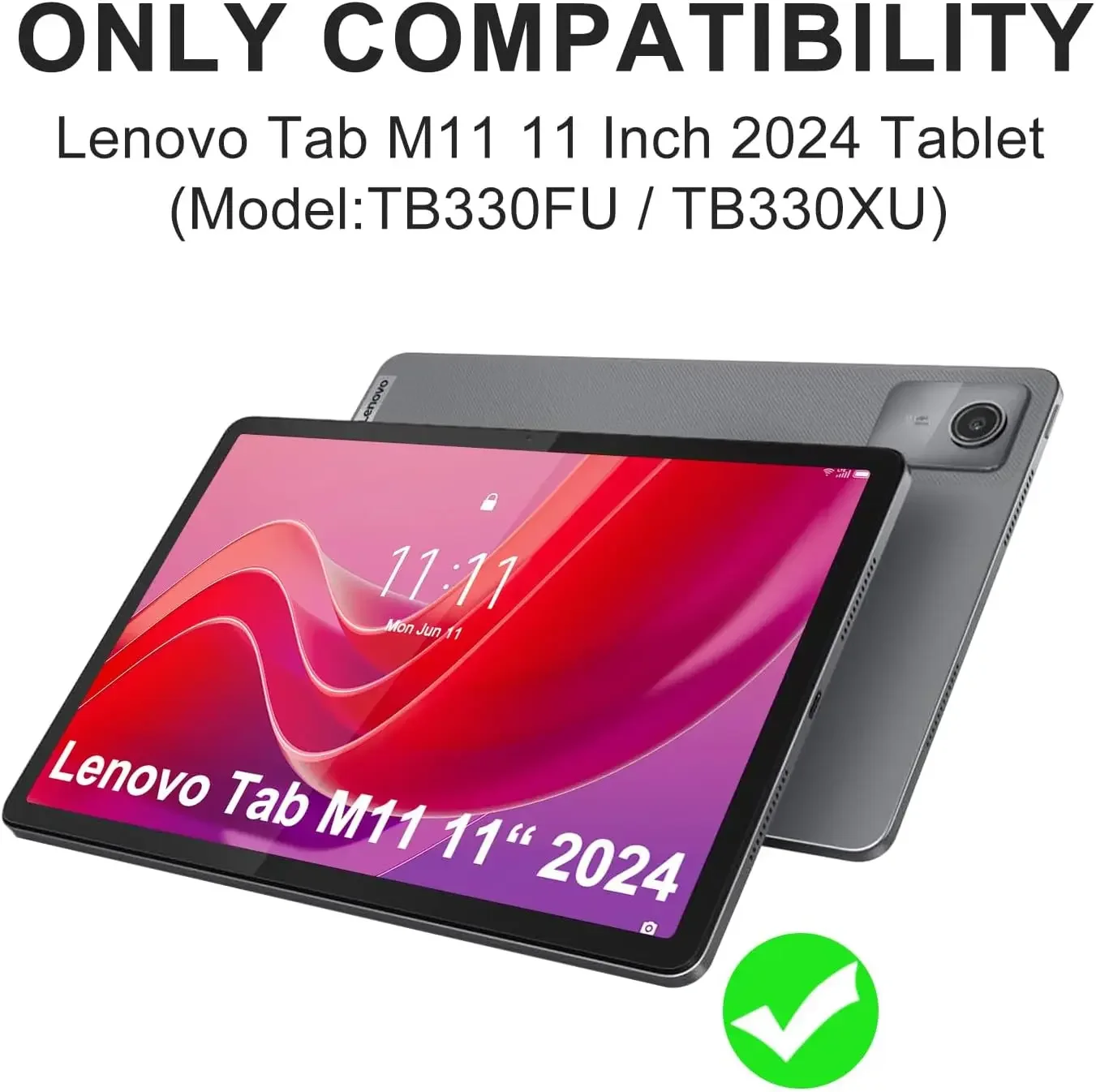 Case for Lenovo Xiaoxin Pad 2024 11 Inch TB331FC, Bluetooth Keyboard Cover for Lenovo Tab M11 11 Inch TB330FU TB330XU