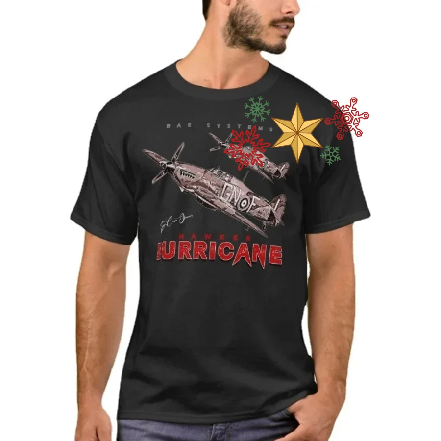 British Hawker Hurricane Fighter Aircraft T-Shirt 100% Cotton O-Neck Summer Short Sleeve Casual Mens T-shirt Size S-3XL