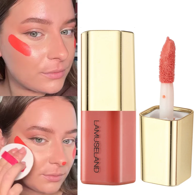 Mini Matte Liquid Blush Lasting Silky Smooth Cheek Eyes Mousse Blusher Stick Red Rouge Waterproof Contour Face Makeup Cosmetics