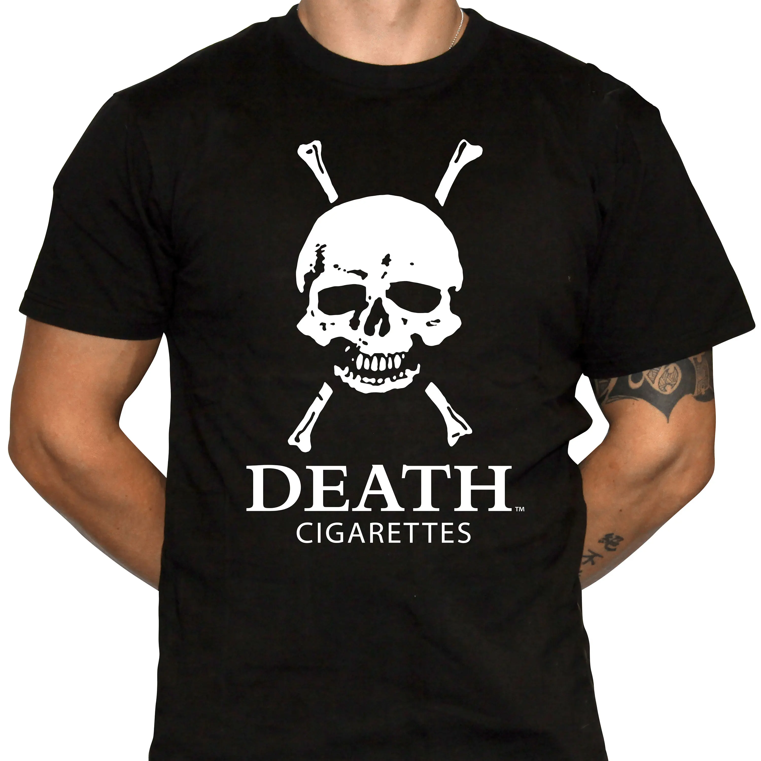 Death Cigarettes T Shirt Skull and Crossbones 100 Preshrunk Cotton