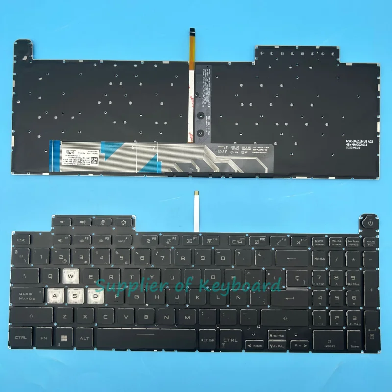 Klawiatura latynoamerykańska hiszpańska/ukraino-biurowa (UK) z podświetleniem do ASUS TUF 3 Gaming F15 FA507 FA507R FX507 FX507ZC FX517 FX517Z FX517ZC FX707 FX707Z FA707