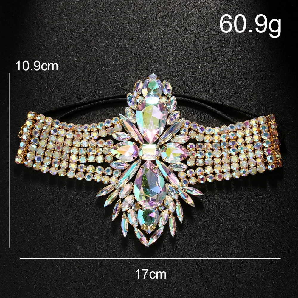 Vintage Colorful Geometric Thigh Chain Belly Dance Women Party Gift Exaggerate Design Rhinestone Leg Chain Body Ballroom Jewelry