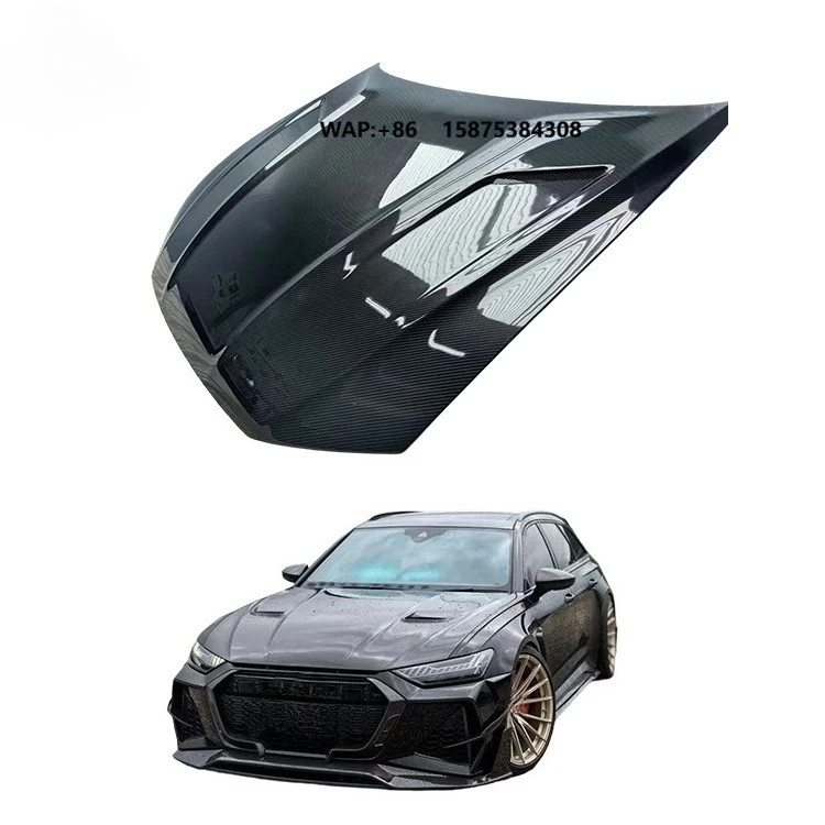For RS6 C8 2019-2024 P Style Dry Carbon Fiber Hood Bonnet Engine Hoods