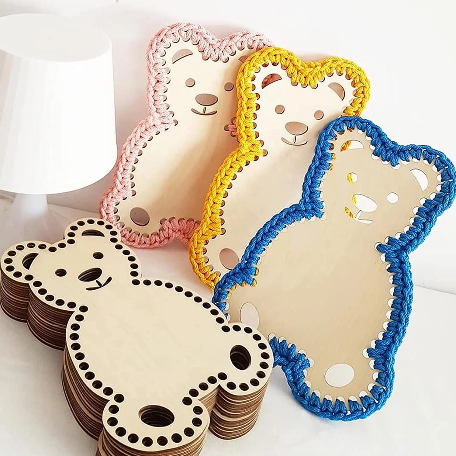 2pcs bear shape DIY Basket bottom Crochet floor wooden floor for crochet basket