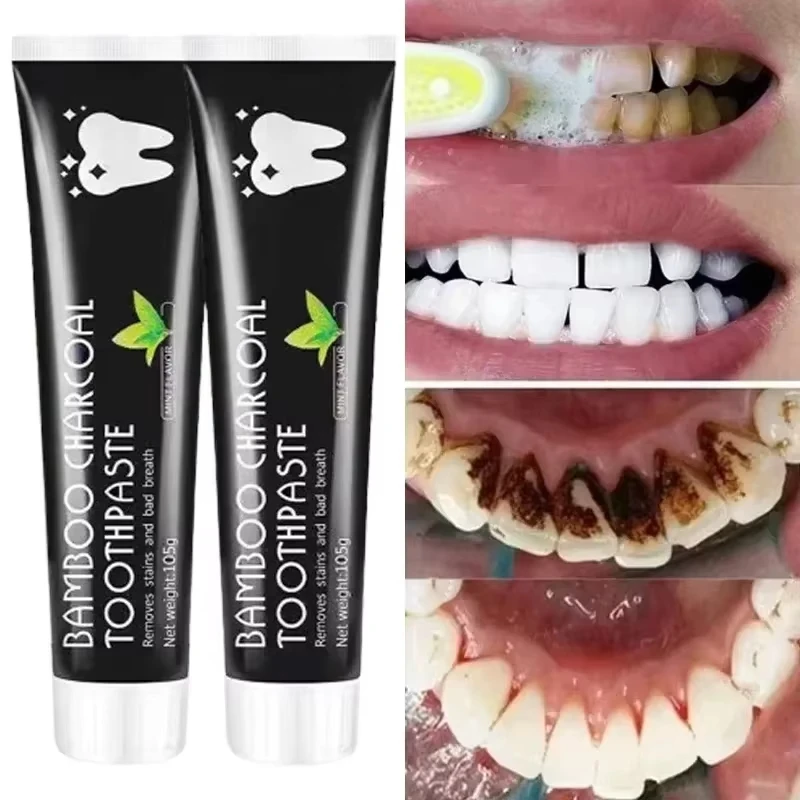 Whitening Toothpaste Bamboo Charcoal Toothpaste Adsorbs Bad Breath Remove Yellow Teeth Strong Cleaning Teeth Stains Oral Care