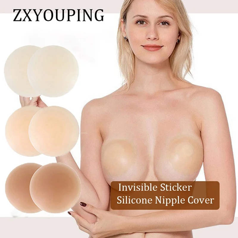 4Pair Nipple Cover Reusable Nipple Tape Water Proof Washable Invisible Bra Nipple Stickers Adhesive Silicone Nipple Pad