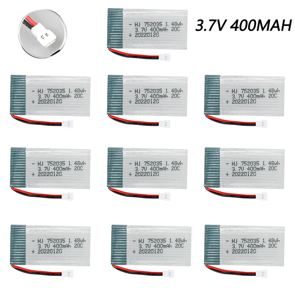 1-10PCS 3.7V 400mah Lipo Battery For H107 H31 KY101 E33C E33 U816A V252 H6C 25C RC Quadcopter Drone Spare Parts