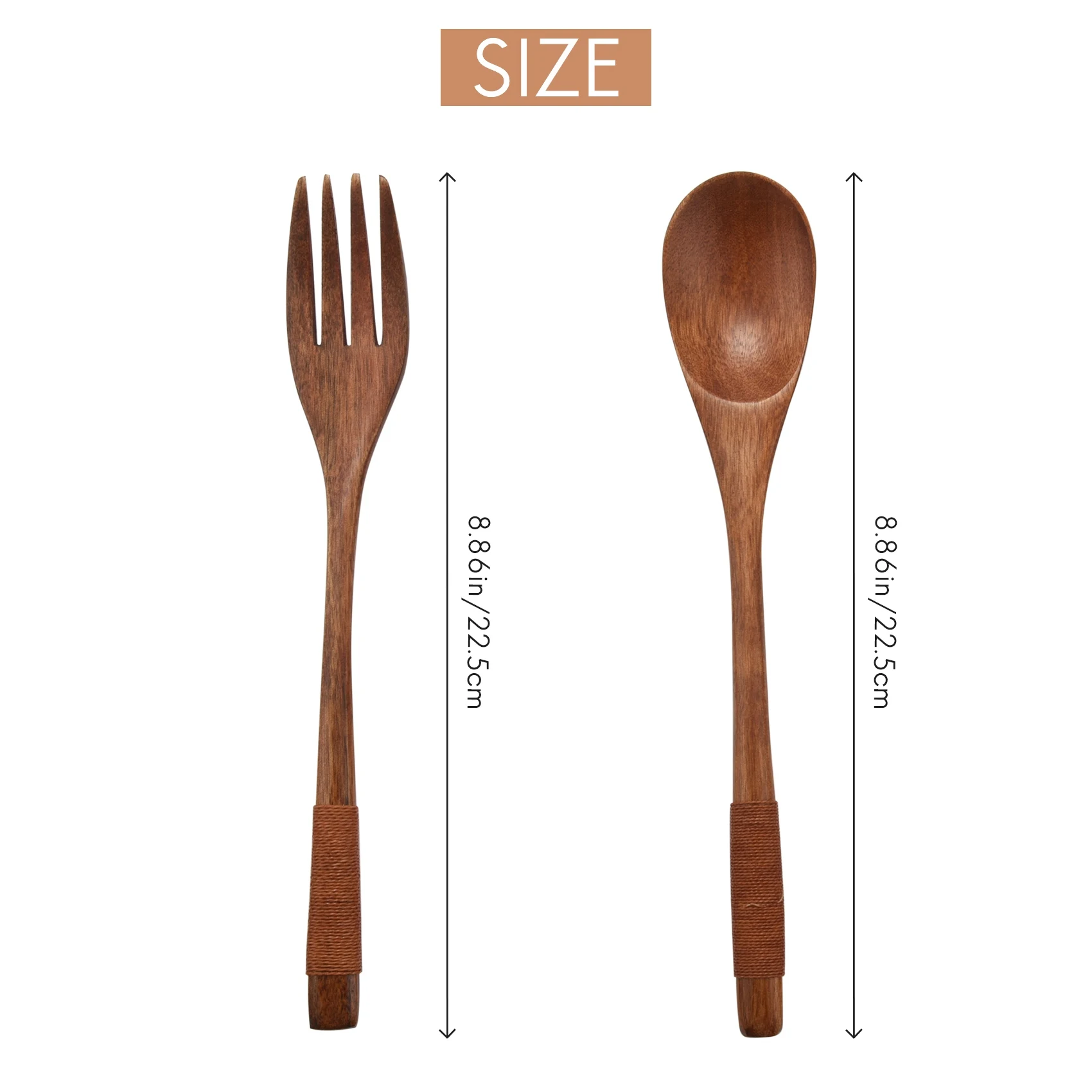 8 Pcs Wooden 9 Inchjapanese Spoon Fork Set Kitchen Tableware Natural Wood Cutlery Wooden Dinner Cutlery Set Limited Time Offer