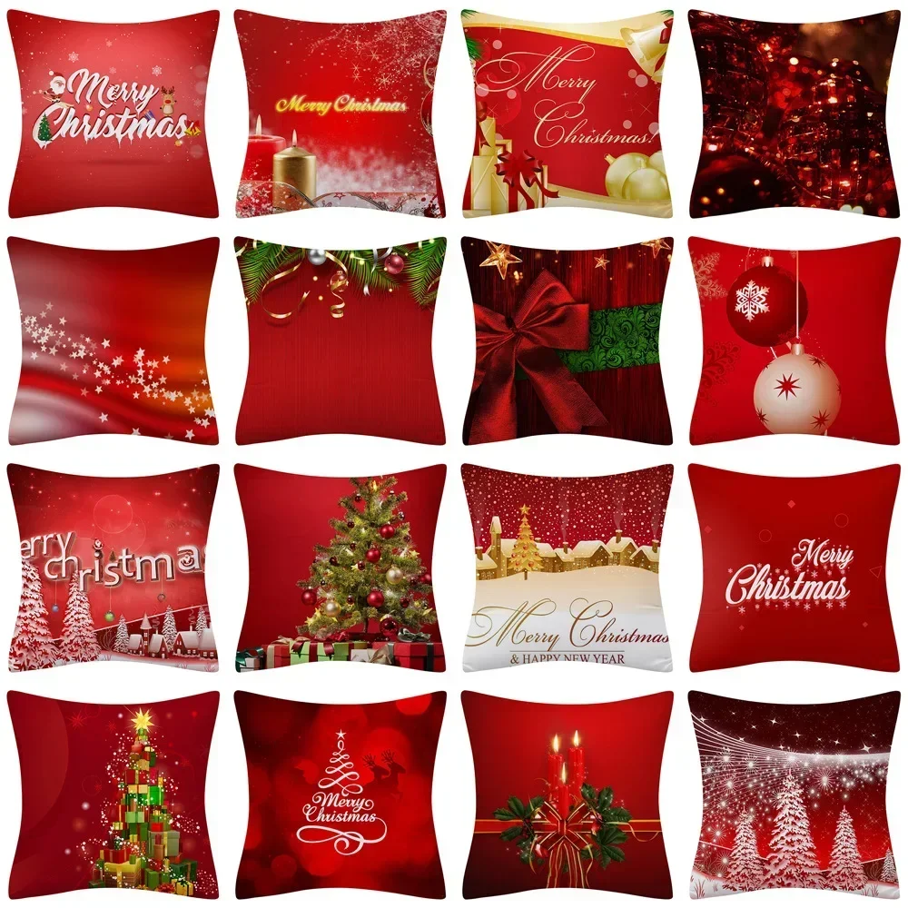 

Red Pillow House Christmas Tree Candle Gift Words Sofa Seat Car Restaurant Decoration Case