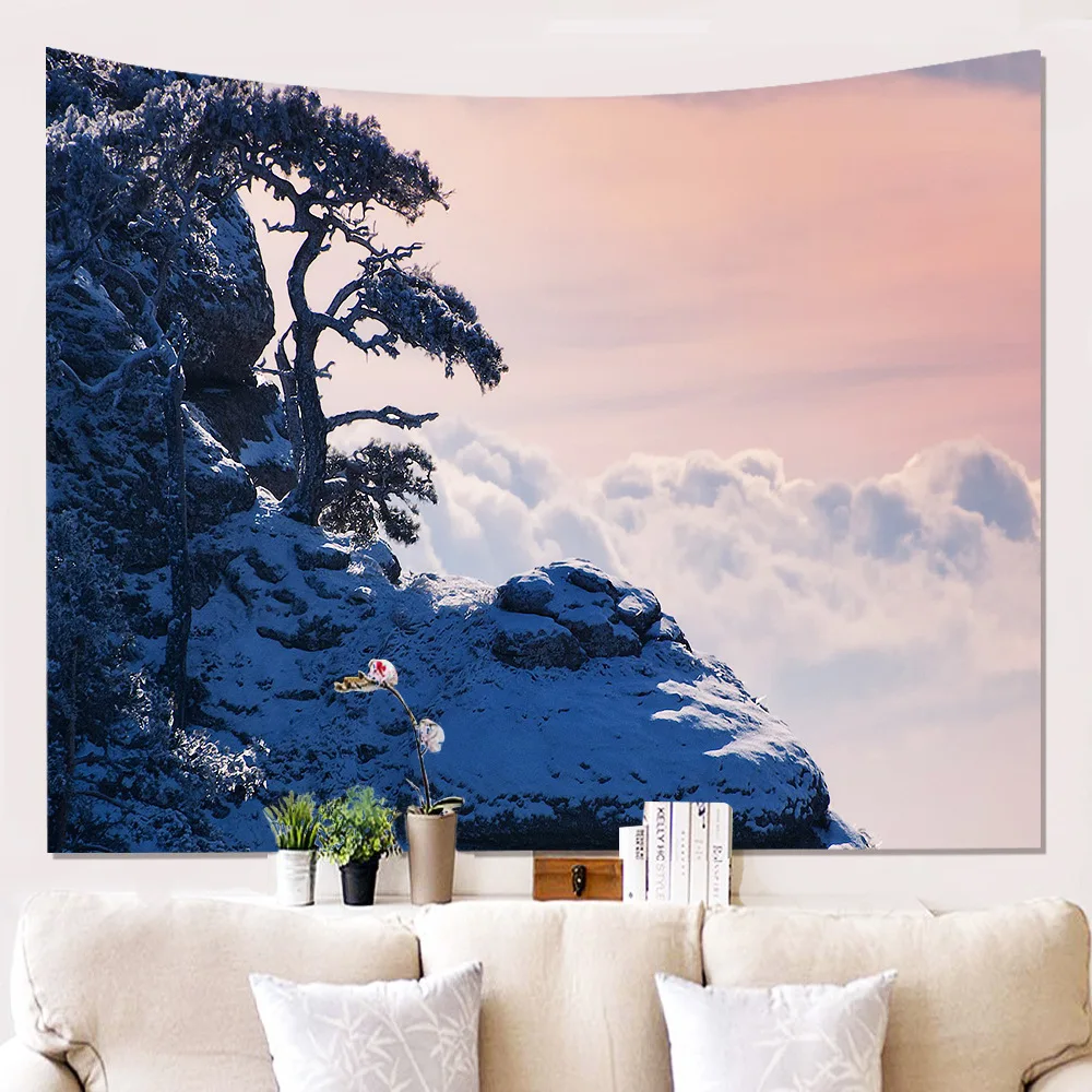 Landscape Mountains and Rivers Wall Cloth Hanging Background Cloth Hanging Painting Tapestry Wall Decoration Tapestry POD