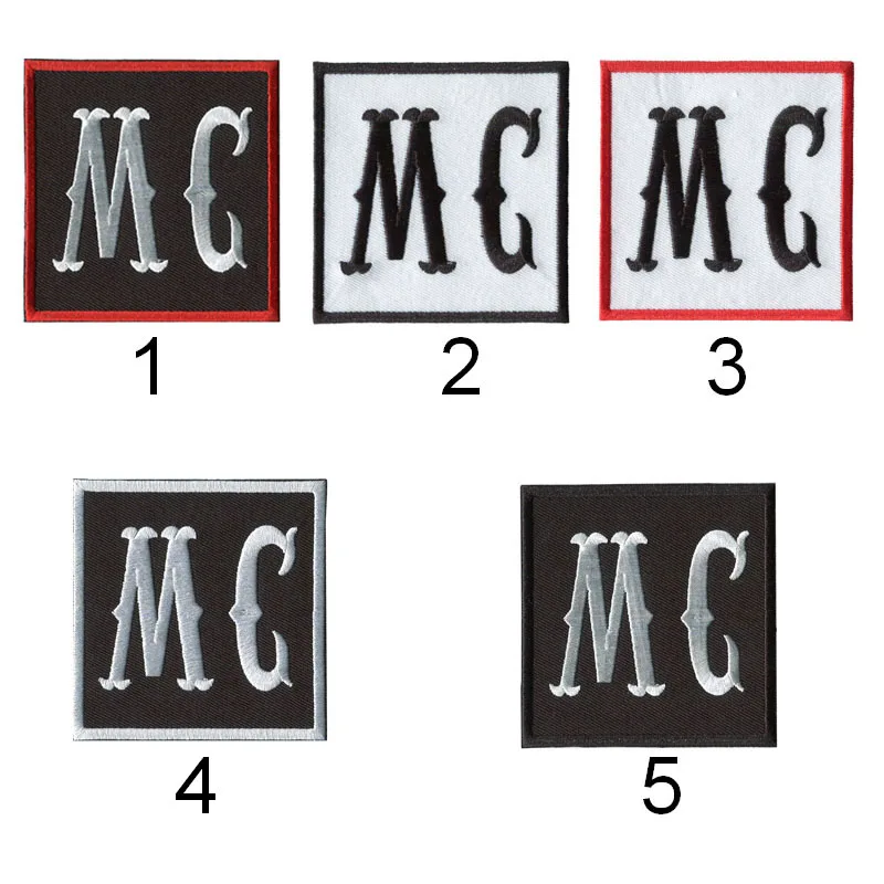 Square MC RC One Percent 1% Embroidered Patches And Rockers for Motorcycle Clubs Bikers Iron on Sew on Backing of Jacket