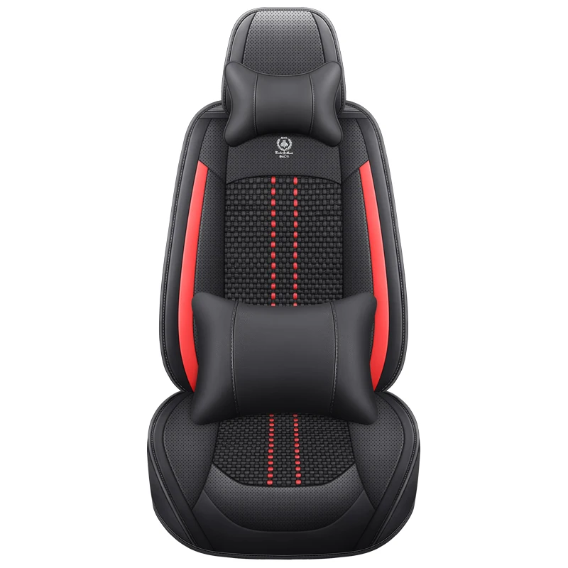 

Ice silk material front single-seat car seat cover, with headrest and lumbar support, universal style, suitable for most models