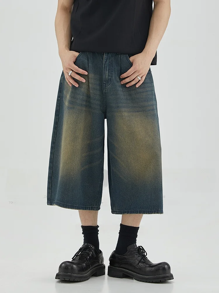 الأمريكية الرجعية Waed الدنيم orts الرجال الصيف جديد فضفاض عادية سبعة أرباع طول الجينز عادية فضفاض صالح الصيف الجينز